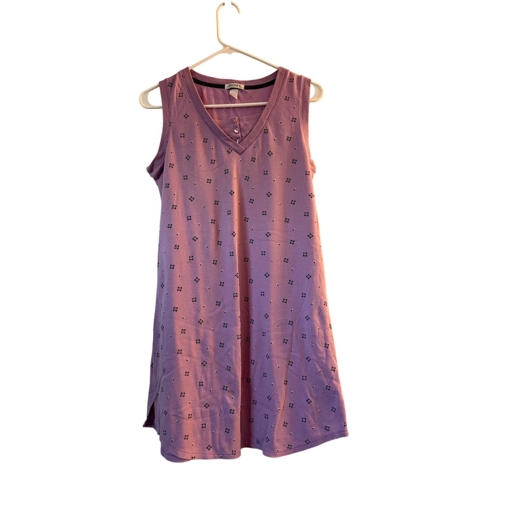 Jockey Womens Purple Geometric Print Sleeveless Nightgown Sleep Dress Large